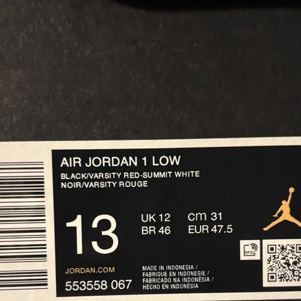 Jordan Men's Black and Red Low-Top Sneakers - Picture 3 of 4